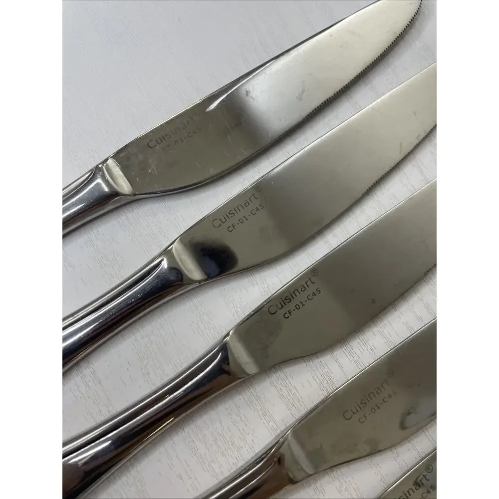 Lot of 6 Cuisinart Irais CF-01-C45 Stainless Dinner Knives Replacement Flatware
